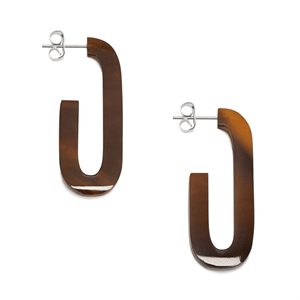 Branch Oblong Horn Hoop Earrings